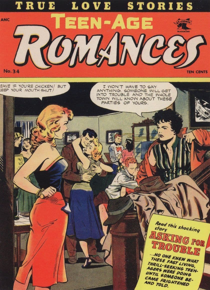 Teenage Romances 1950s Fashion Fancy Dress Party Comic Book Postcard