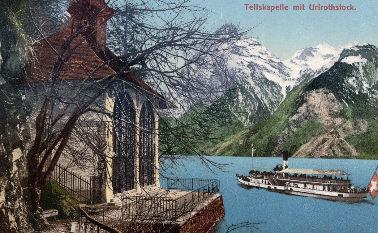 Tellskapelle Mit Urirothstock Switzerland Steamer Ship Old Postcard
