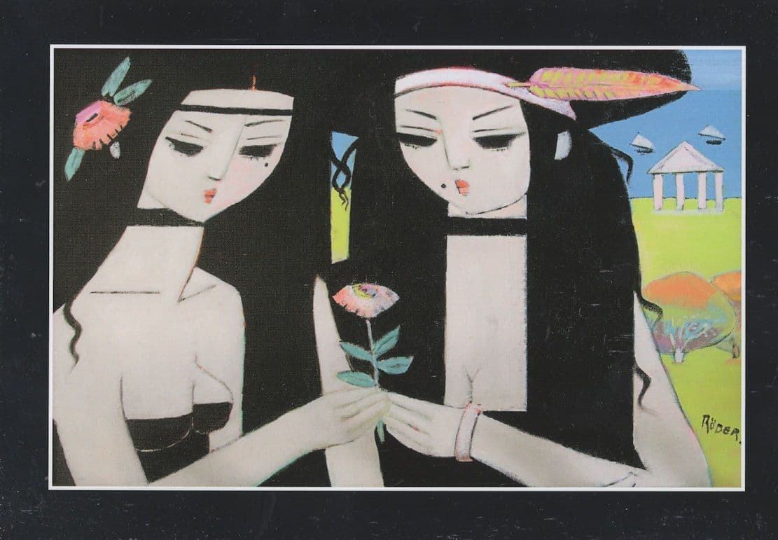 Temple Again Greek Art Deco Women Endre Roder Painting Postcard