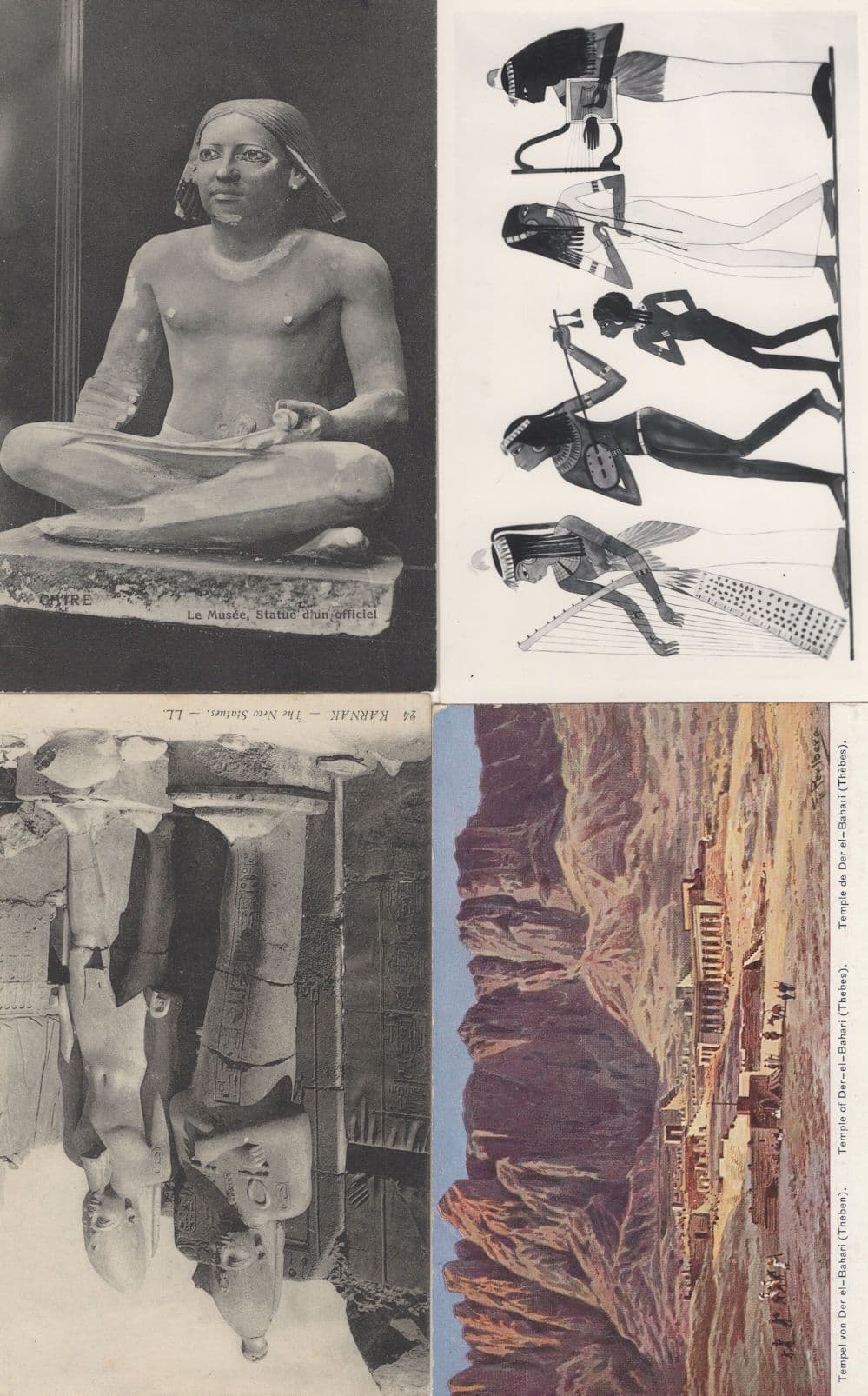 Temple Statue Of Thebes Karnak Statue 4x Antique Postcard s