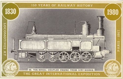 Ten Wheeled Coupled Engine From Ivry Works Train Postcard