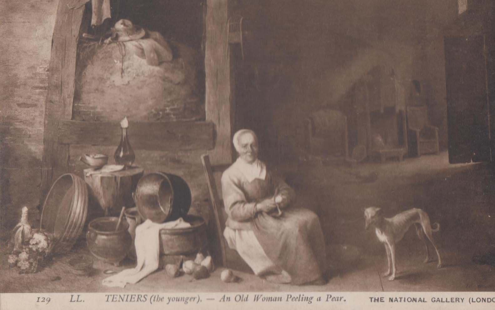 Teniers An Old Woman Peddling A Pear London National Gallery Painting Postcard