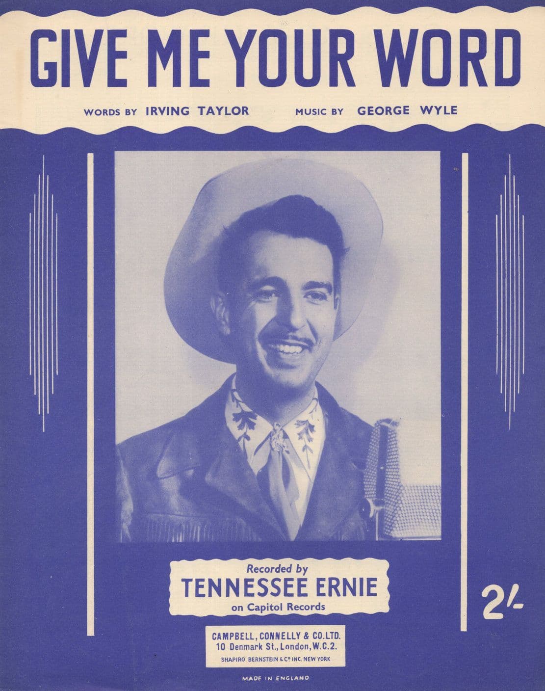 Tennessee Ernie Give Me Your Word EX Sheet Music