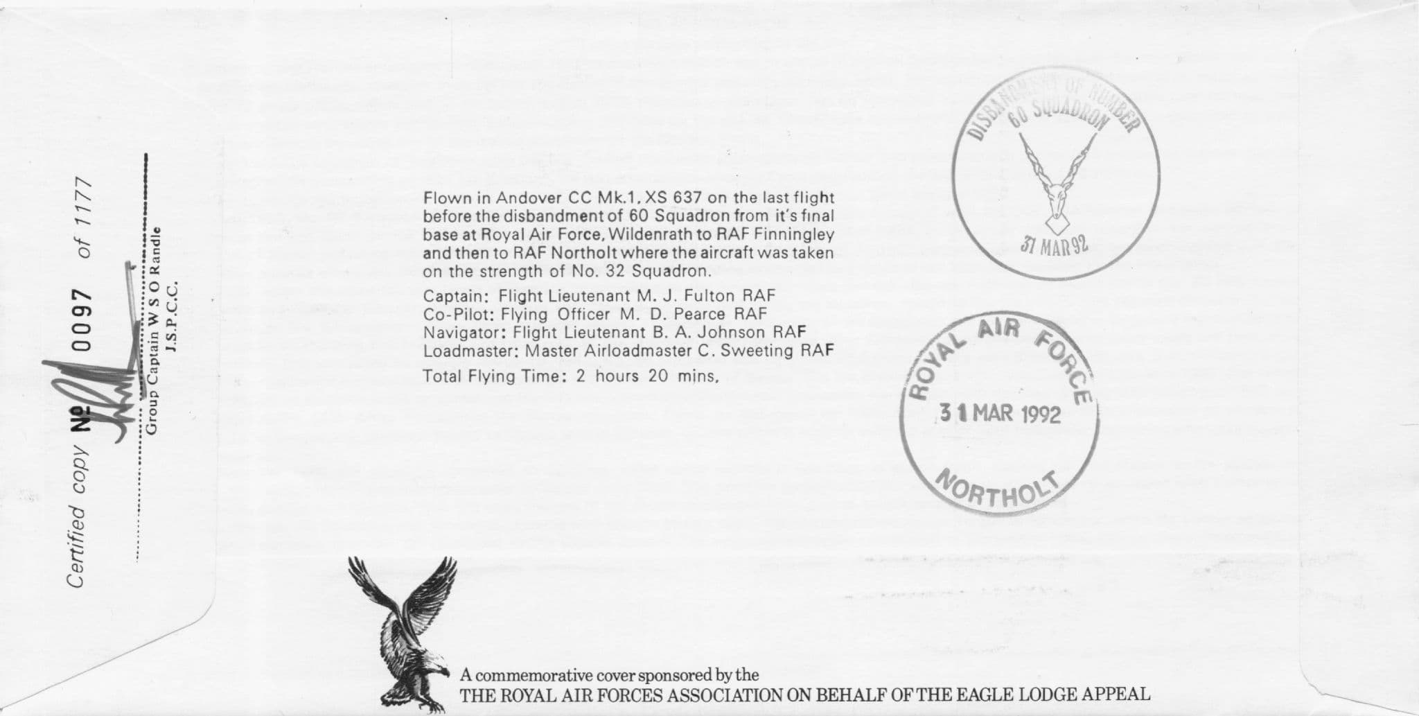 Tennyson AJ Snowball The Squadrons Of The Air Force RAF Hand Signed FDC