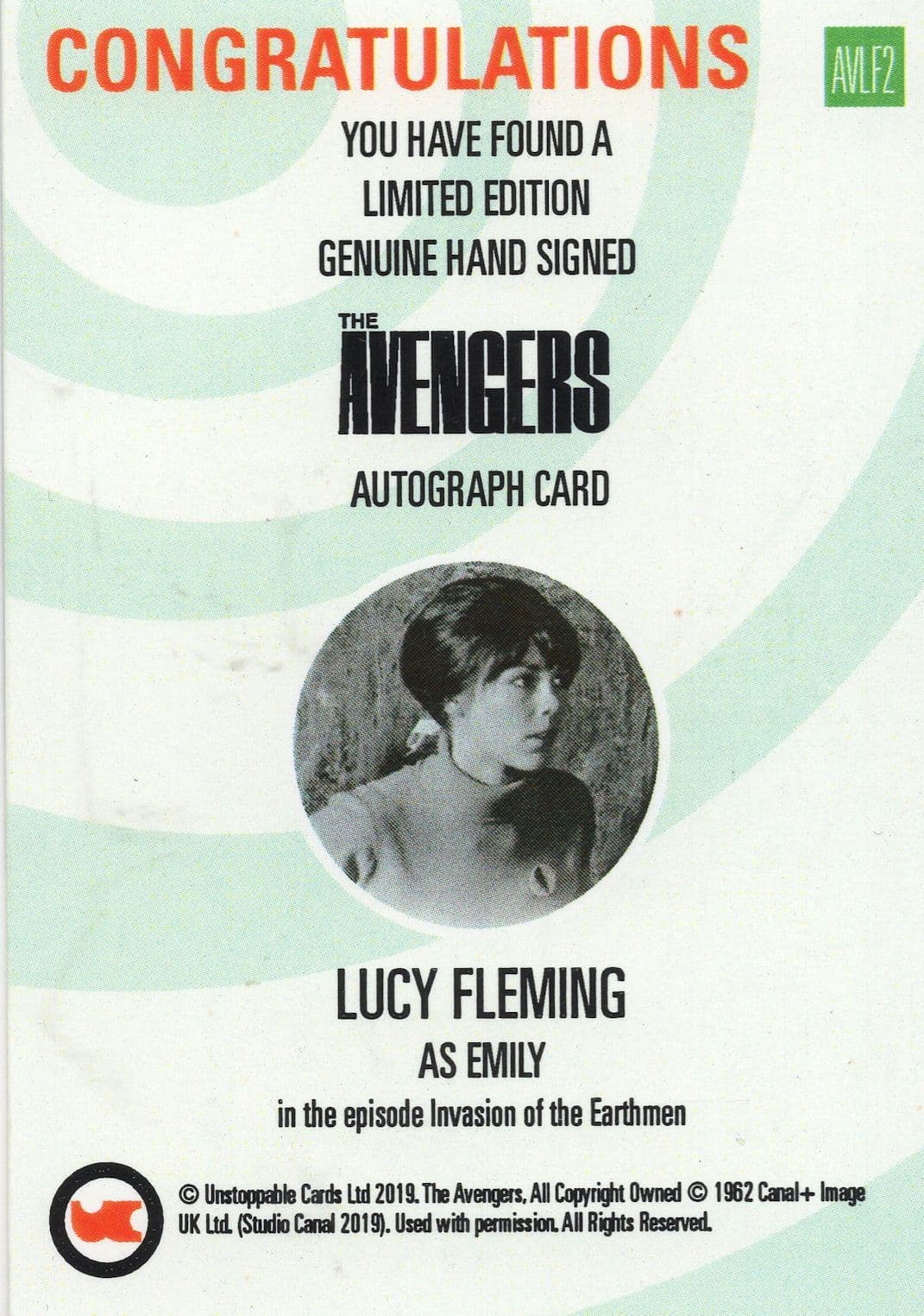 Terence Mountain The Avengers Hand Signed Autograph Card