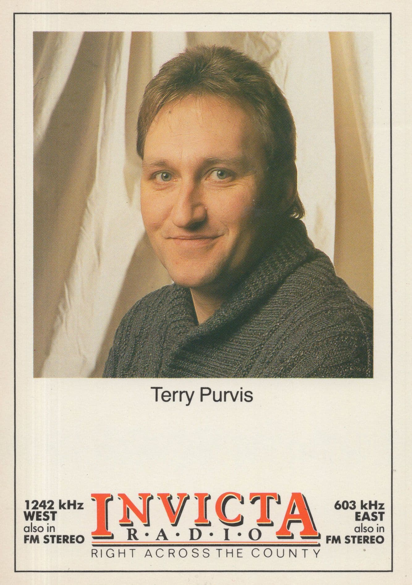 Terry Purvis Invicta Radio Kent Maidstone FM Rare Launch DJ Postcard