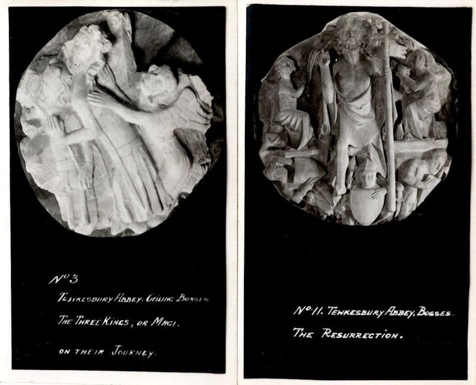 Tewkesbury Abbey The Three Kings Magi Resurrection 2x RPC Postcard s