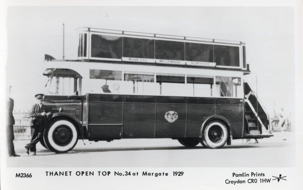 Thanet Open Top Bus Tram at Margate Kent in 1929 Photo Postcard
