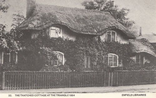 Thatched Cottage Triangle Enfield 1894 Photo Postcard