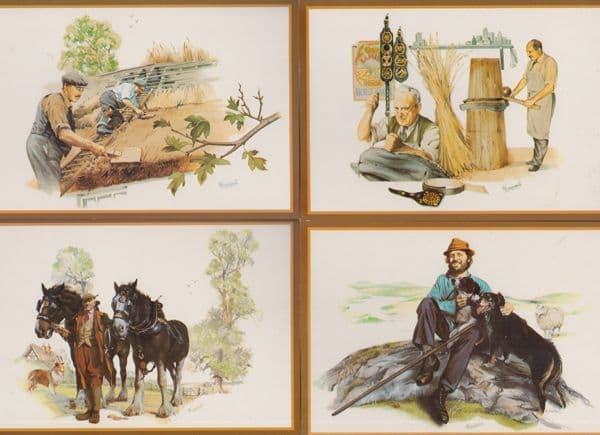 Thatching Harness Making Shepherd Walking Dog Malcolm Greensmith 4 Postcard s