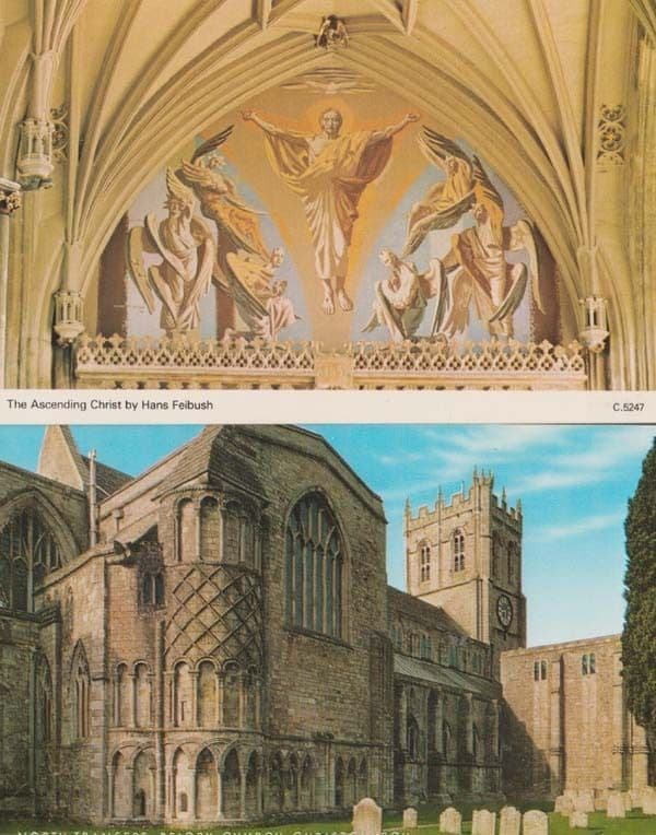 The Acending Christ Hans Feibush + Christchurch Prioriy 2x Dorset Postcard