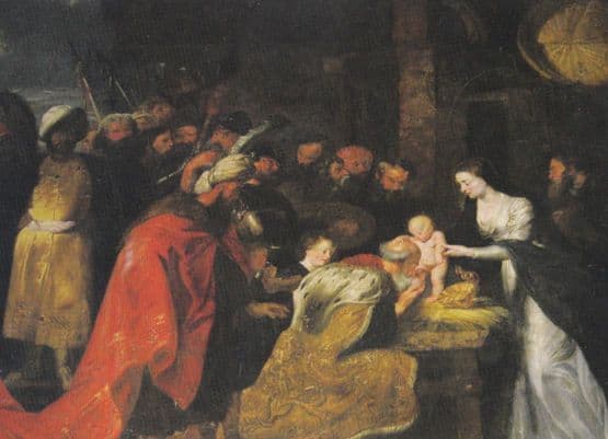 The Adoration Of The Magi Antique Painting Mural at Hitchin Herts Postcard
