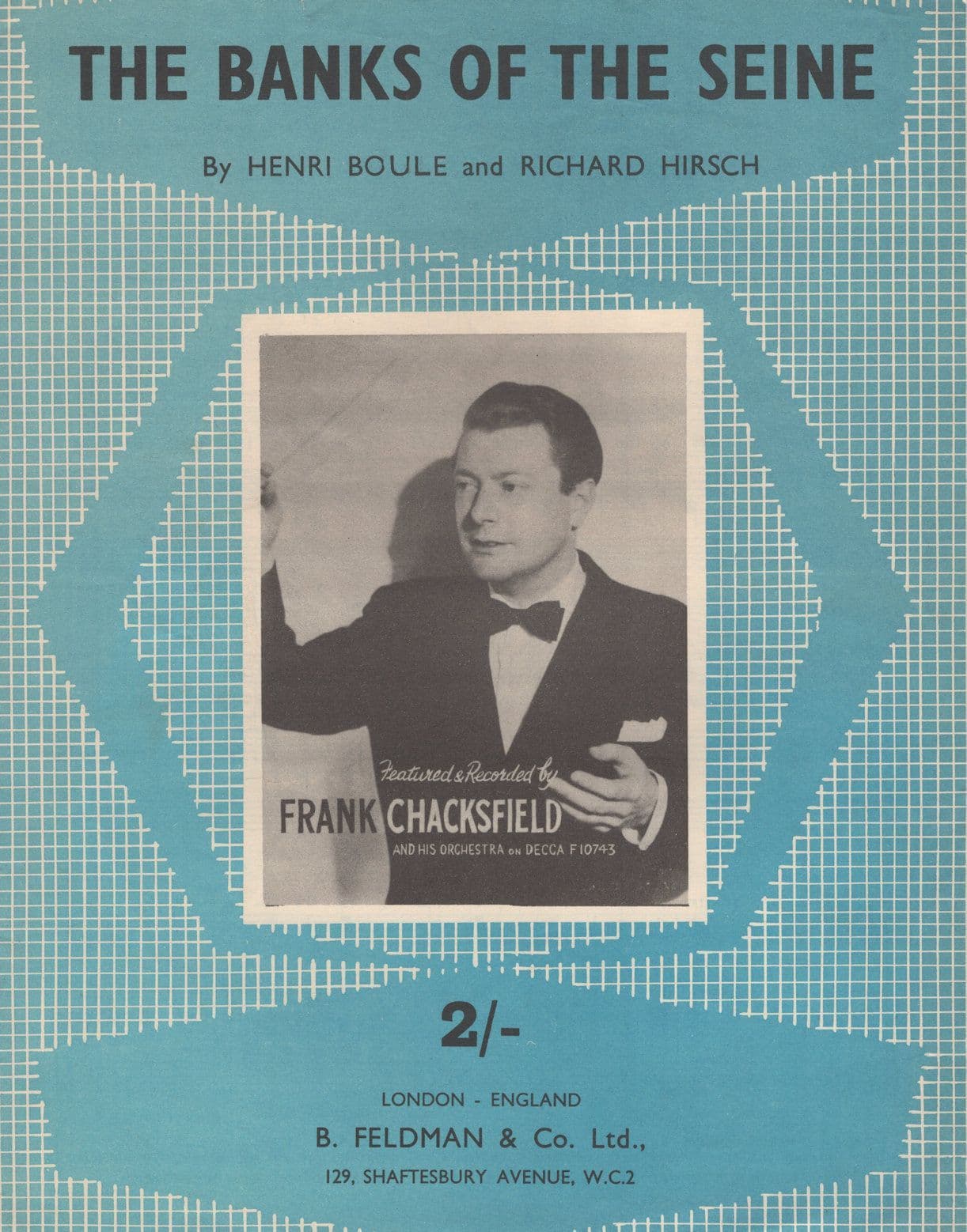 The Banks Of The Seine Frank Chacksfield Rare Sheet Music