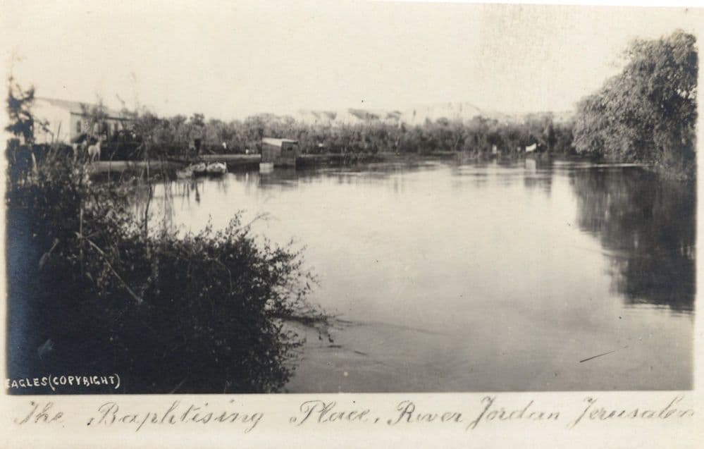 The Baptising Place Beagles Jerusalem Antique Rare Postcard