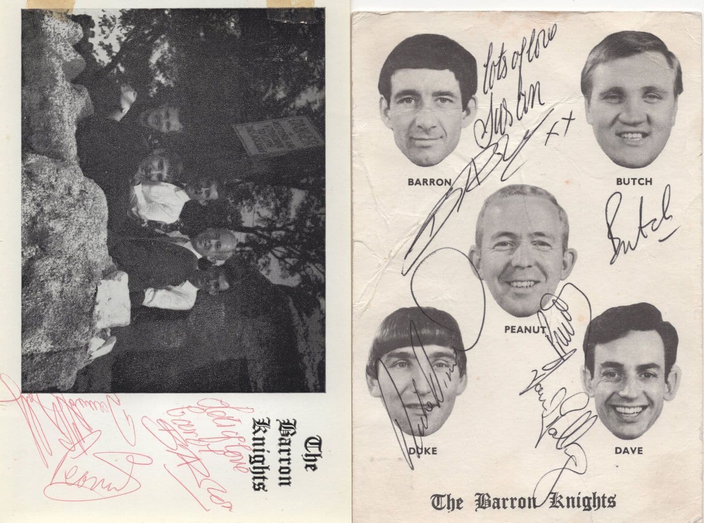 The Barron Knights 2x 1960s Rare Old Vintage Hand Signed Photo s