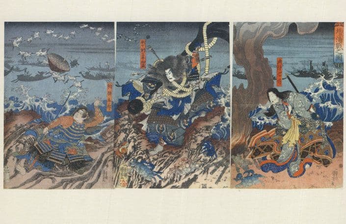 The Battle Of Dan-No-Ura Utagawa Kuniyoshi Painting Postcard