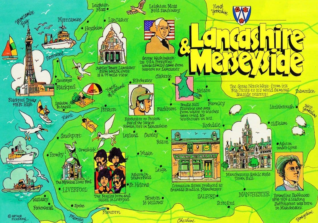 The Beatles Merseyside Famous People Map Postcard