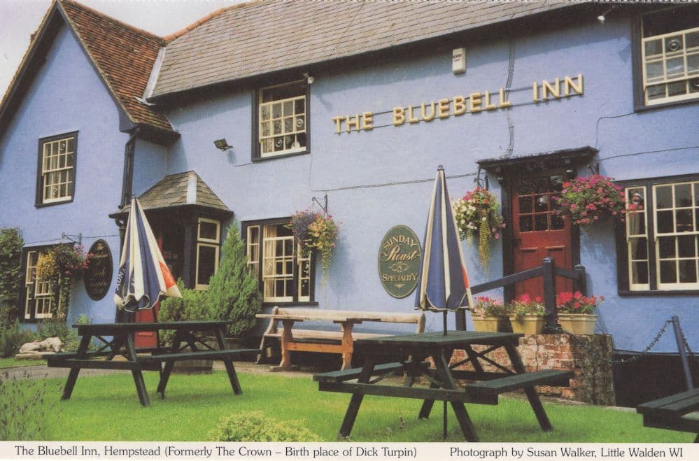 The Bluebell Inn Hempstead Crown Dick Turpin Pub Essex Postcard