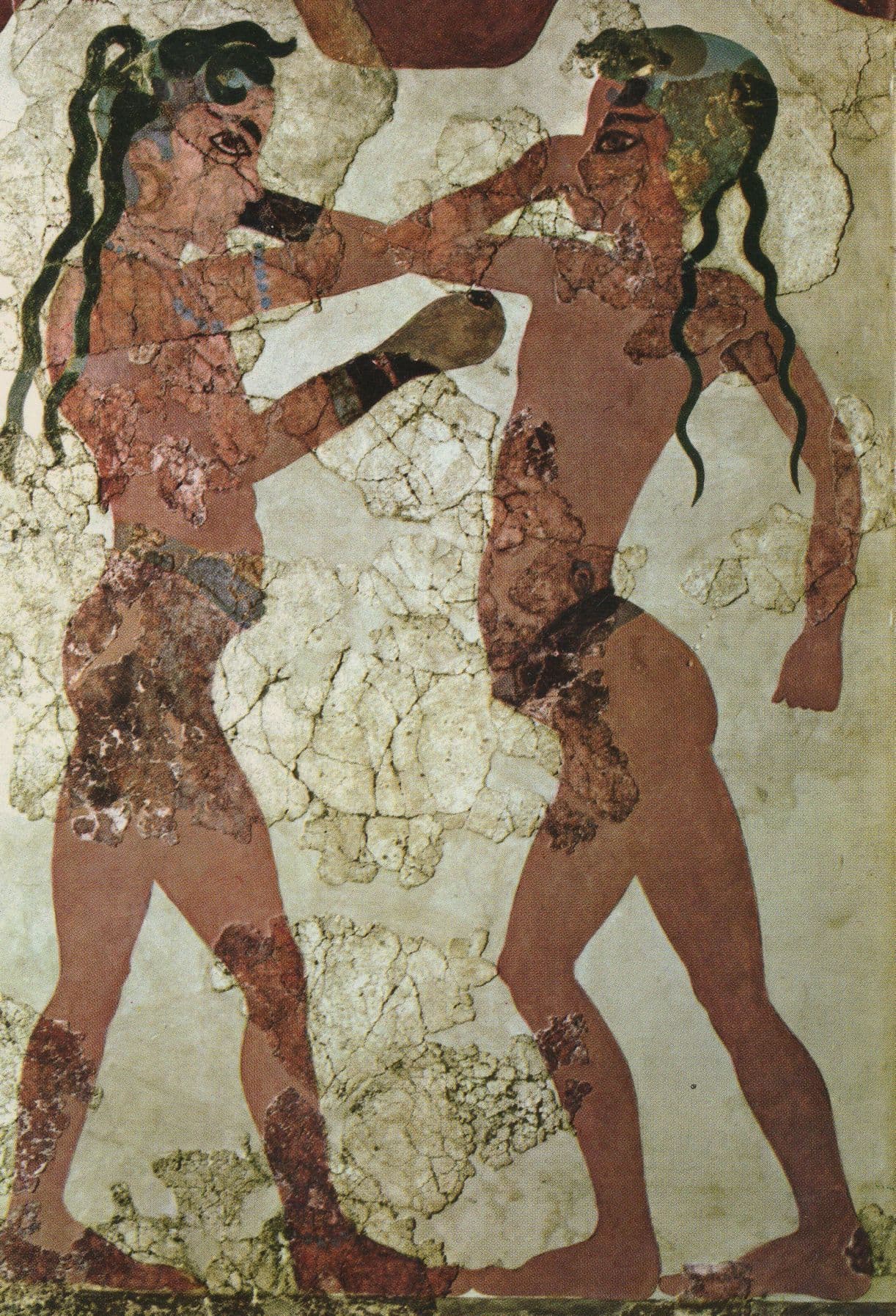 The Boxing Children Fresco Antique Mural Greek Greece Postcard