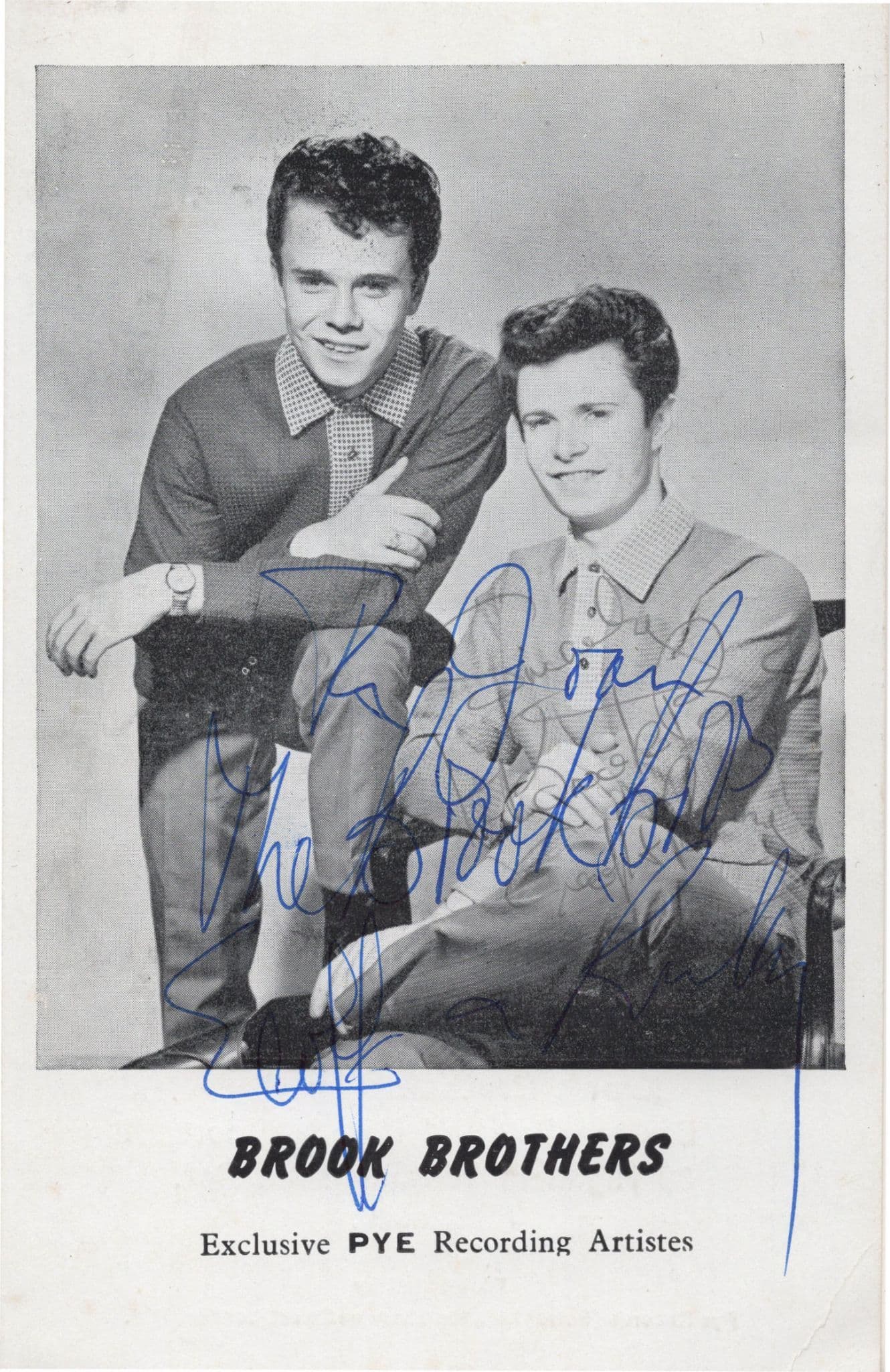 The Brook Brothers Pye LP Rare 1960s Hand Signed Fan Club Photo