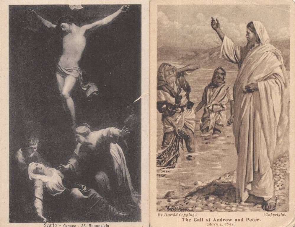The Call of Andrew & Peter 2x Antique Religious Postcard s