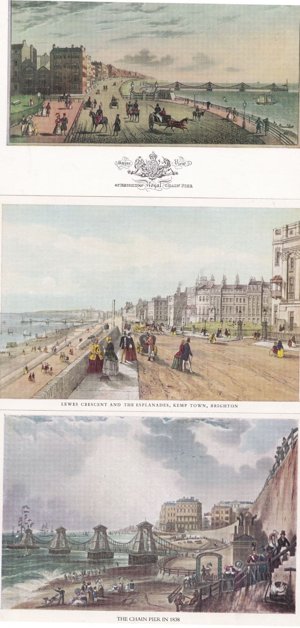 The Chain Pier Brighton Victorian Painting 3x Postcard s