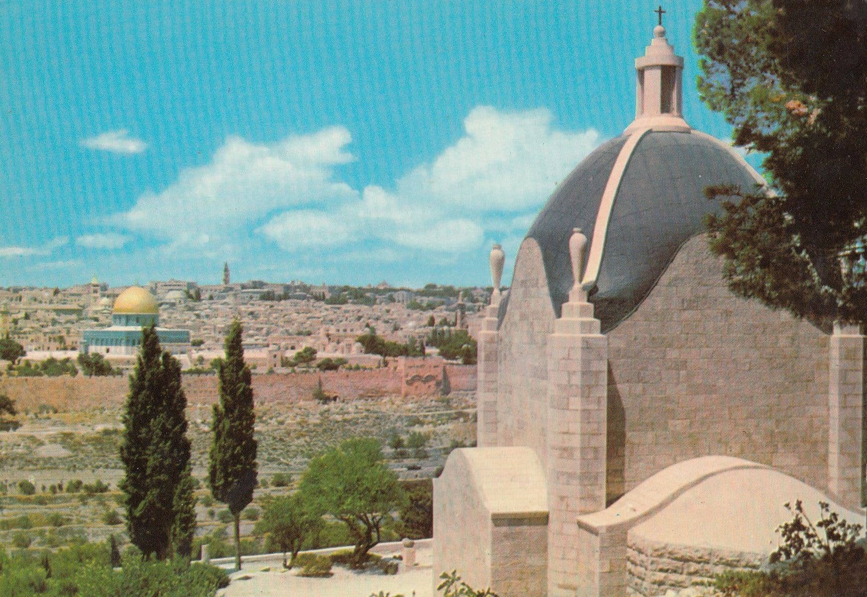 The Church Of Dominus Flevit Dome Of The Rock Jerusalem Postcard