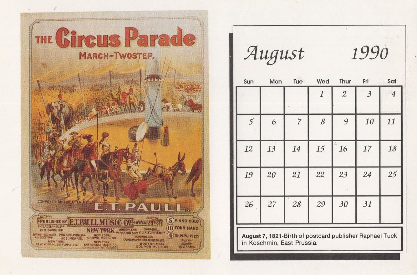The Circus Parade Military Ballroom March Dance Calendar Postcard