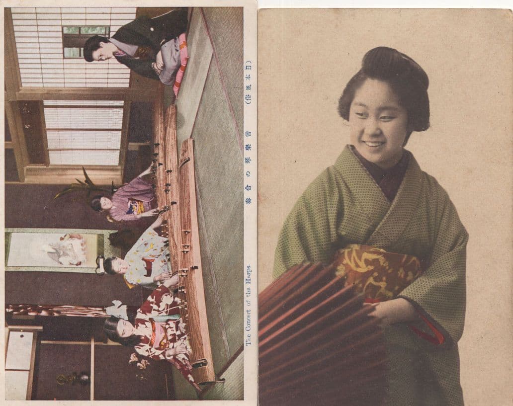 The Concert Of The Harps 2x Japanese Old Postcard s