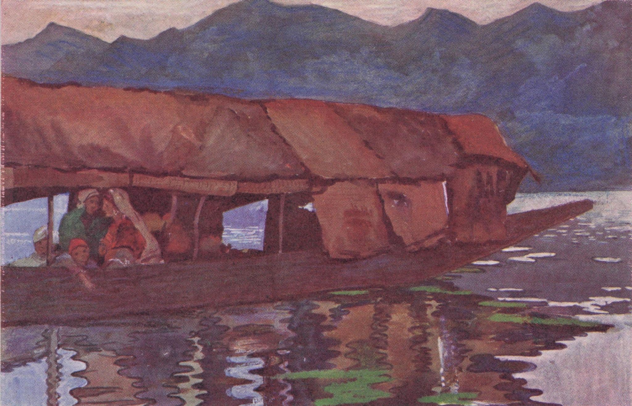 The Cookboat Indian Shipping Antique Rare Painting Postcard