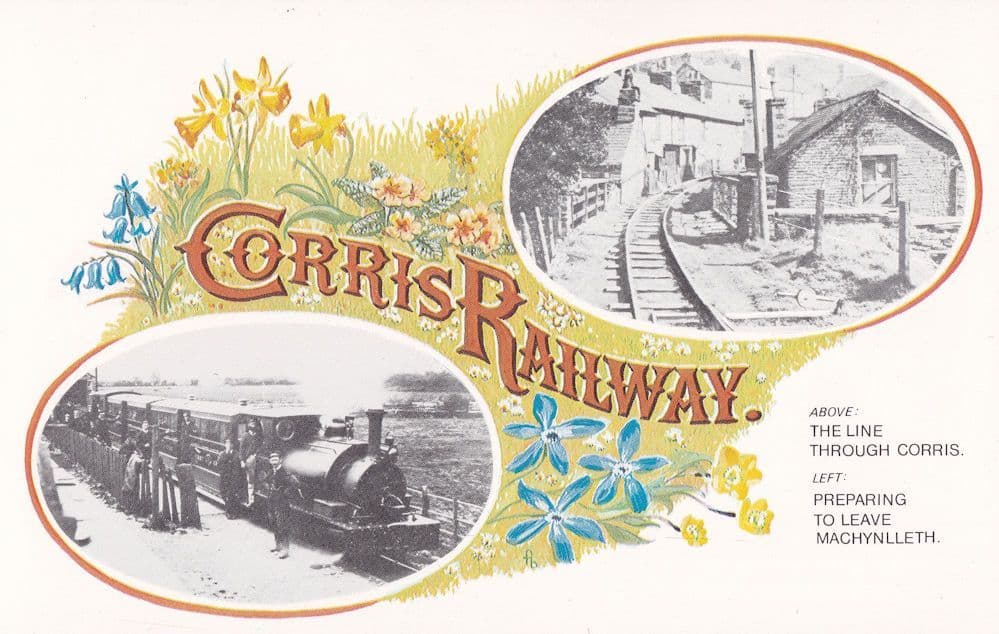 The Cornish Railway Line Through Corris Train Machynlleth Postcard