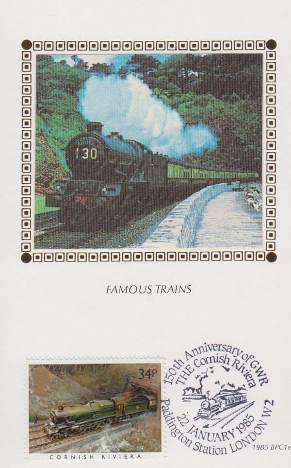 The Cornish Riviera Paddington London Station Train FDC Benham First Day Cover
