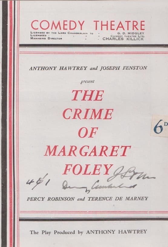 The Crime Of Margaret Foley London Police Mystery Comedy Theatre Programme