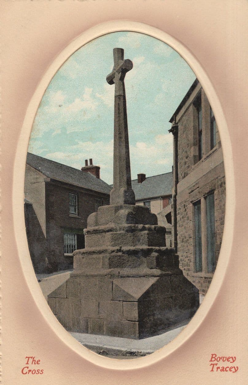 The Cross Bovey Travel Memorial Devon Framed Oval Rare Postcard