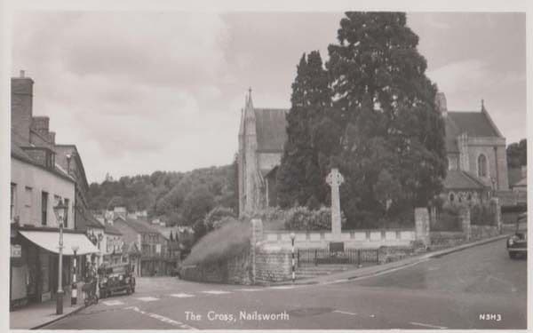 The Cross Nailsworth Car Garage Church Bicycle Bike Vintage Real Photo Postcard