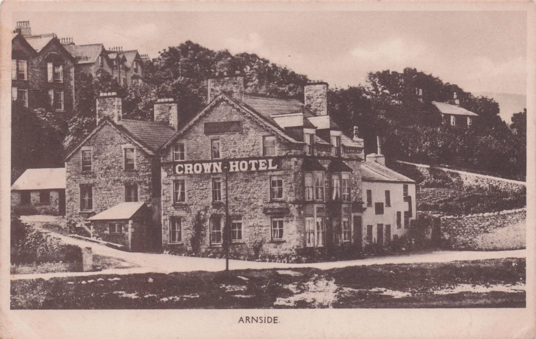 The Crown Hotel Pub Arnside Cumbria Old 1920s Postcard