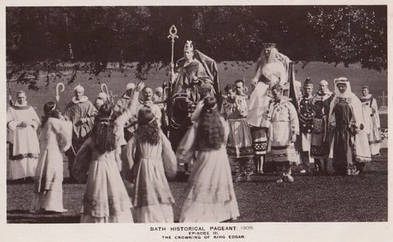 The Crowning Royal Coronation Of King Edgar 1909 Bath Pageant Old RPC Postcard
