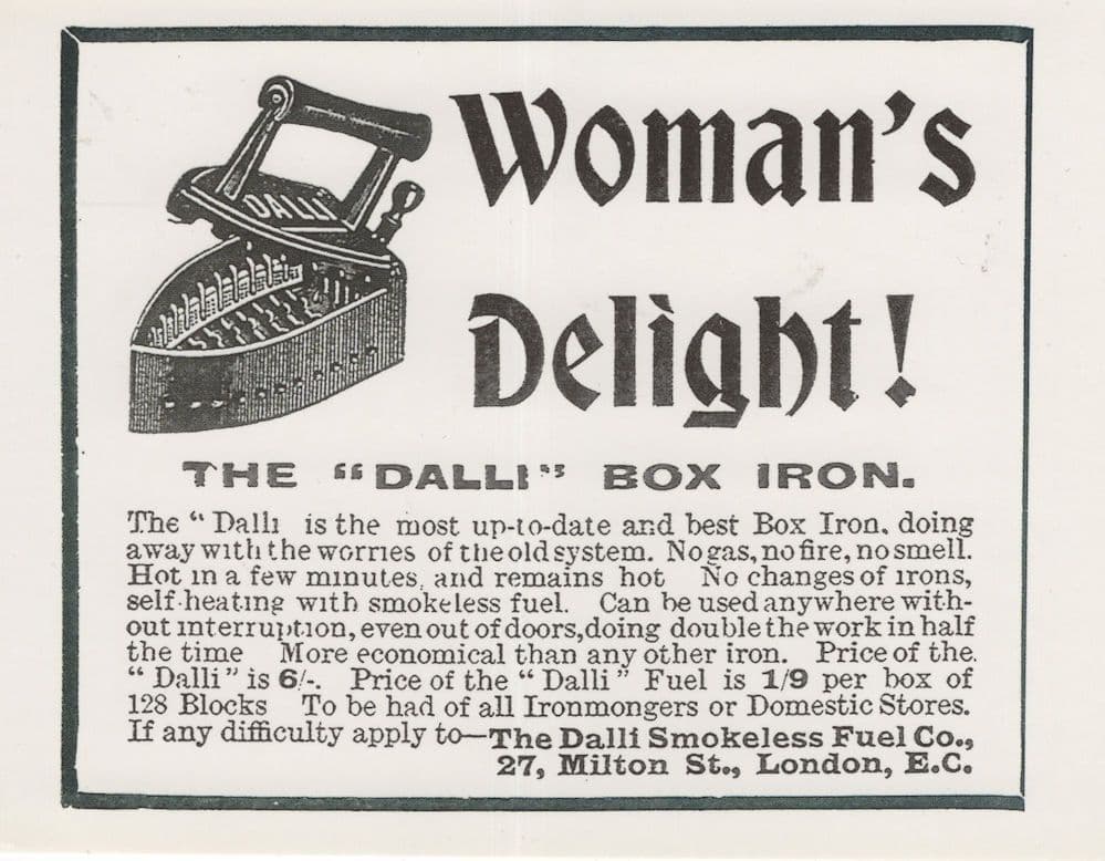 The Dalli Smokeless London Iron Advertising Postcard