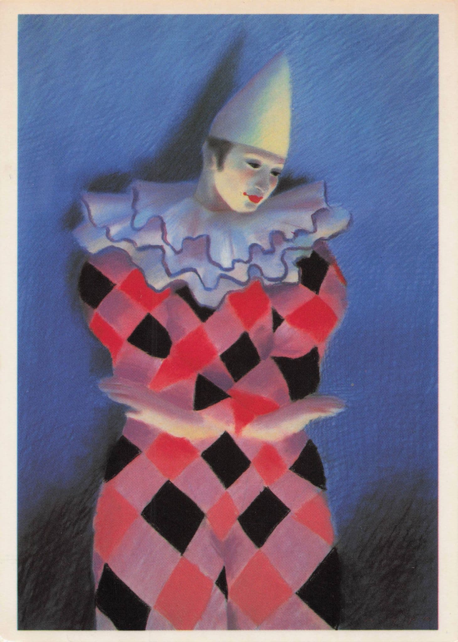 The Dancing Clown Stunning Adrian George Pierrot 1982 Postcard