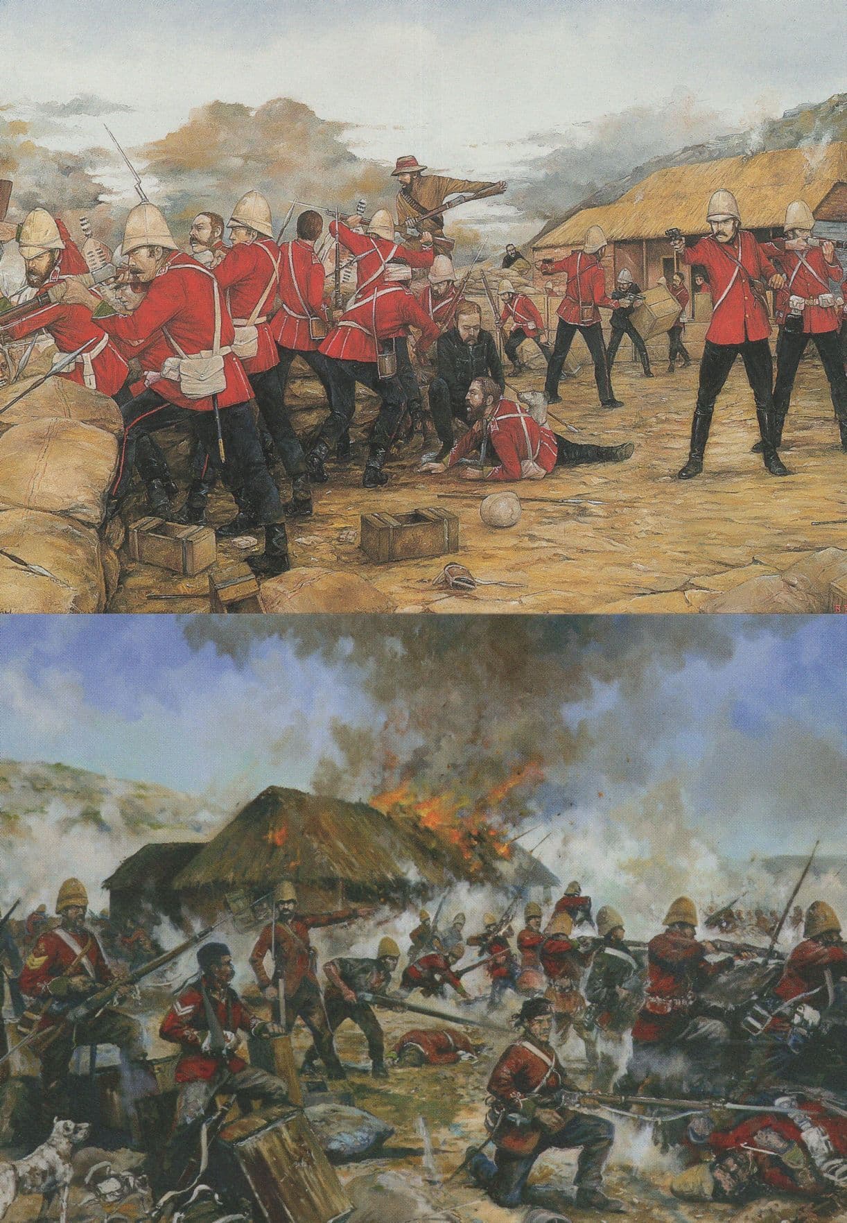 The Defence Of Rorke's Drift Anglo Zulu War 2x Painting Postcard s
