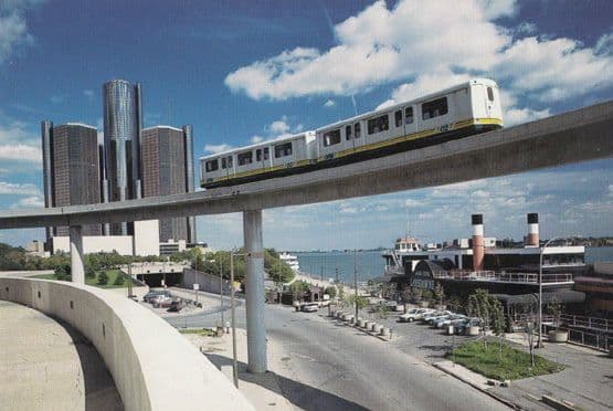 The Detroit People Mover Train Passing Greektown Detroit USA Postcard