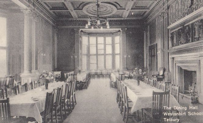 The Dining Hall Westonbirt School Tetbury Gloucester Old Postcard