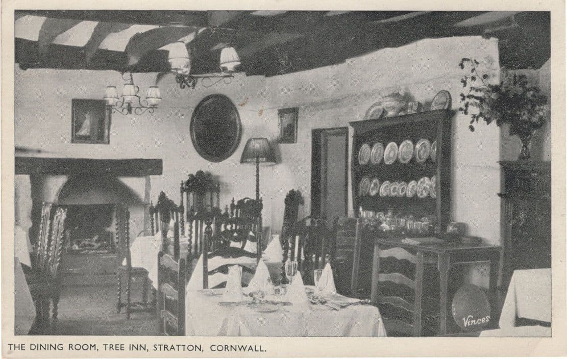 The Dining Room Tree Inn Stratton Cornwall Old Postcard