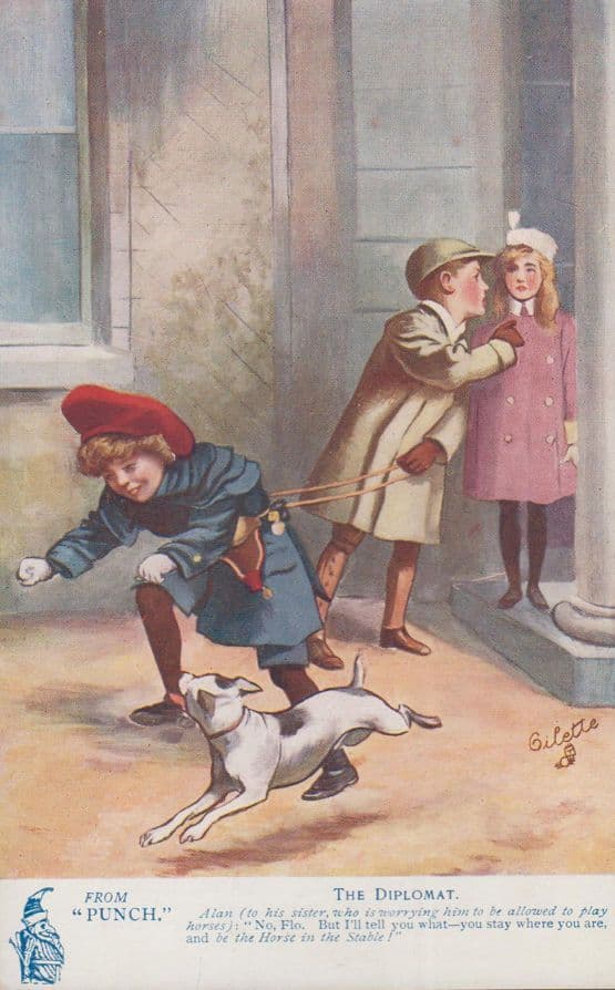 The Diplomat Punch Magazine Dog Horse Juvenile Jokes 9192 Antique Comic Postcard