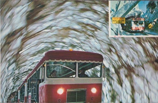 The Doomed Glacier Bus Visits in Avalanche Universal Studios Disaster Postcard
