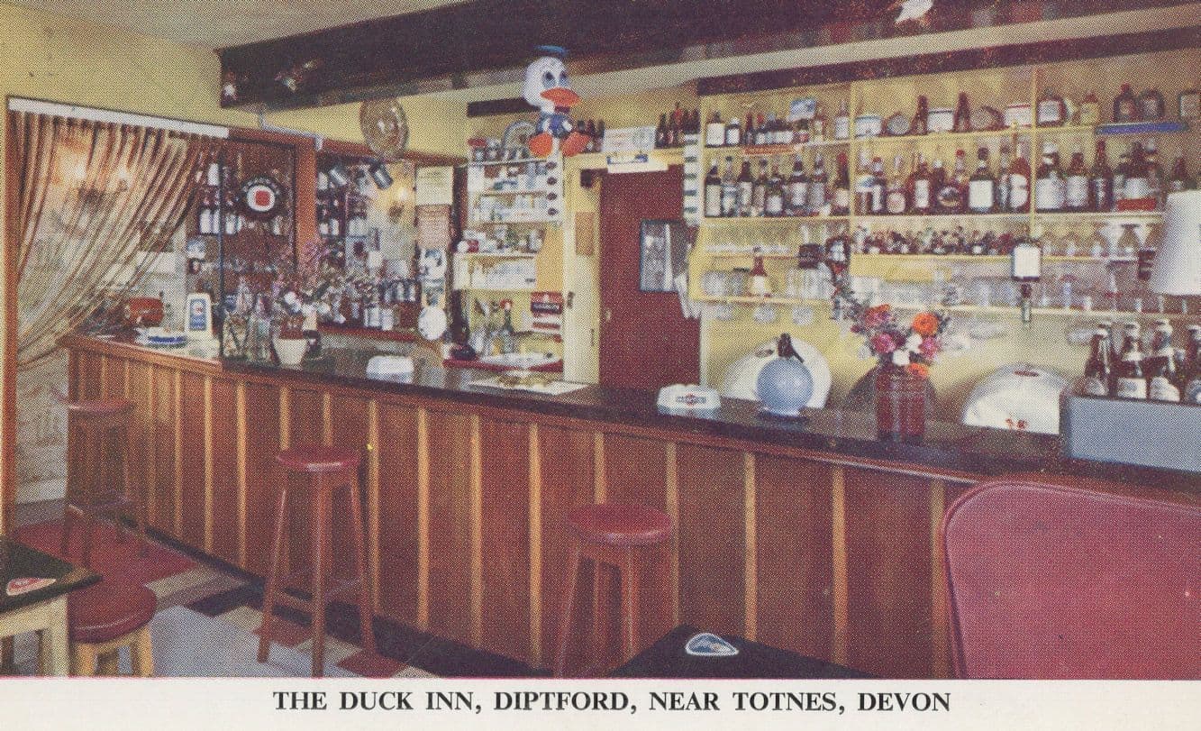 The Duck Inn Diptford Totnes Devon Interior Rare Pub Postcard
