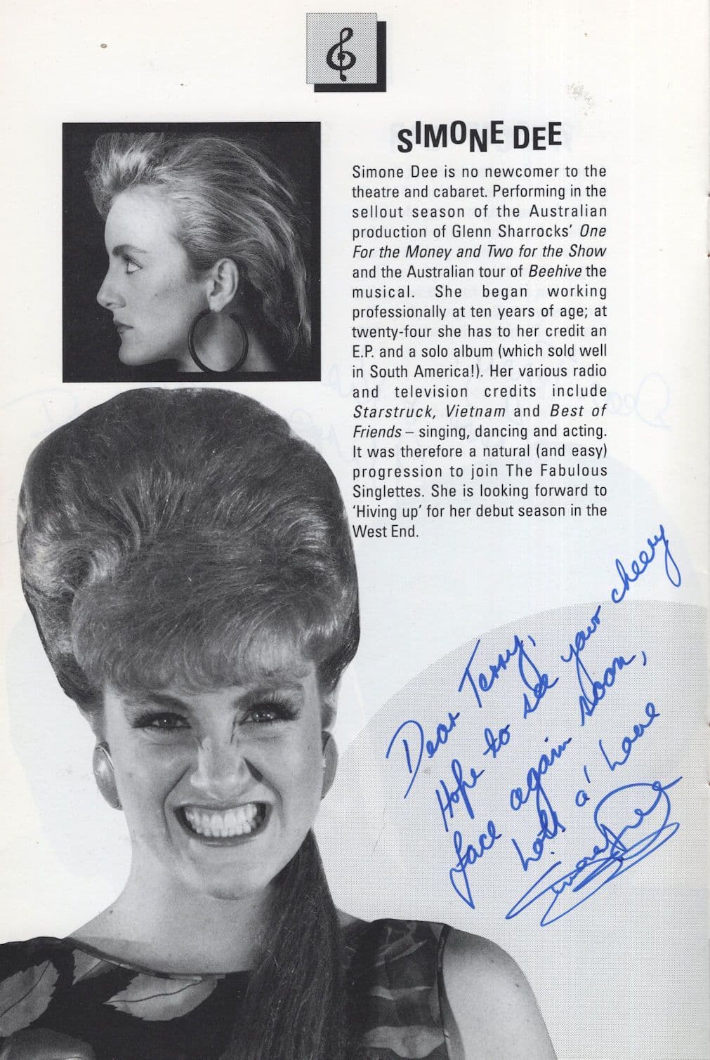 The Fabulous Singlettes Rock'n'Roll Beat Pop Hand Signed Theatre Programme