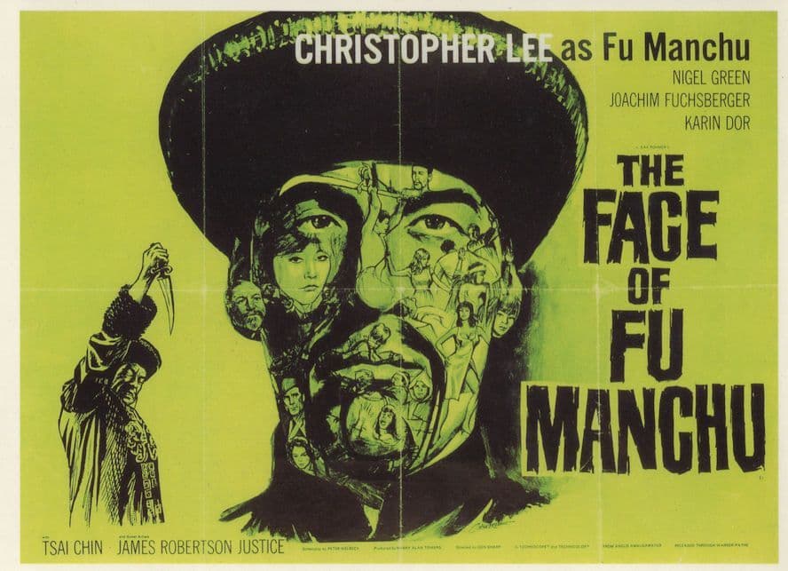 The Face Of Fu Manchu Hammer Christopher Lee Film Postcard