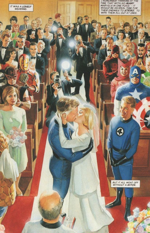 The Fantastic Four Reed Sue Wedding Marvel Comic Book Postcard