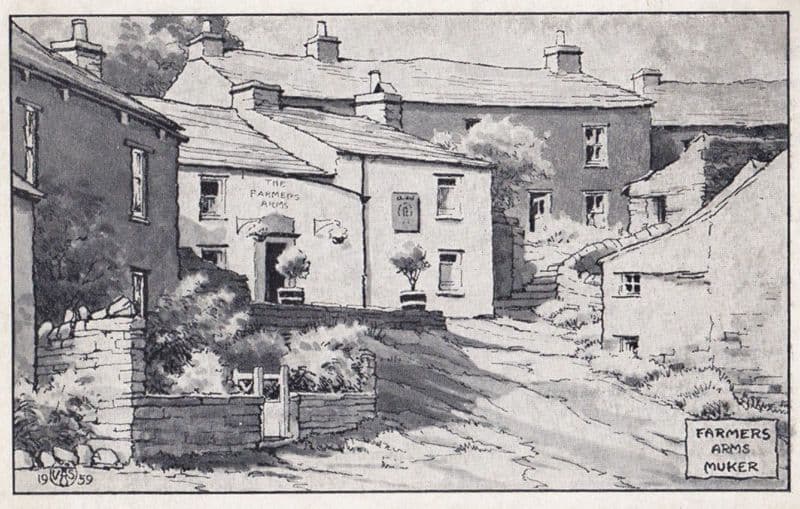 The Farmers Arms Pub Muker Swaledale Yorkshire Antique Plain Back Old Postcard